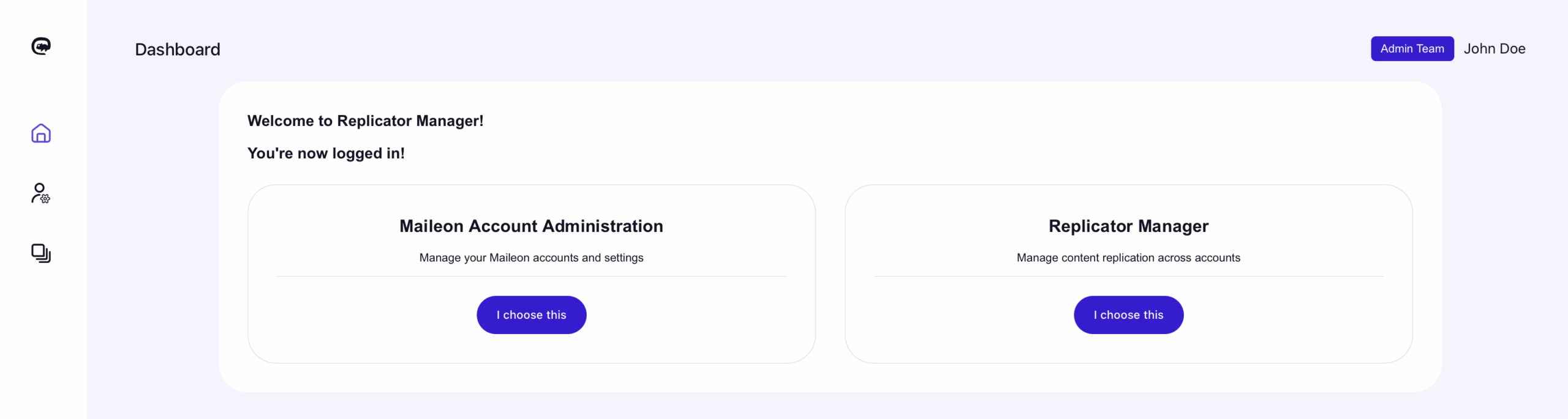 Az átlátható és biztonságos fiókkezelés érdekében a Replicator Manager kétféle nézetet kínál. 